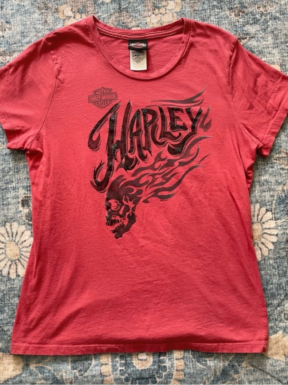 Harley-Davidson Red Flaming Skull Graphic Shirt
